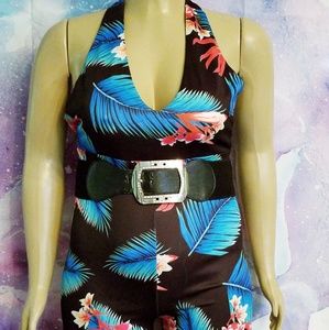 (NWOT) Black/Turquoise Multicolor Romper